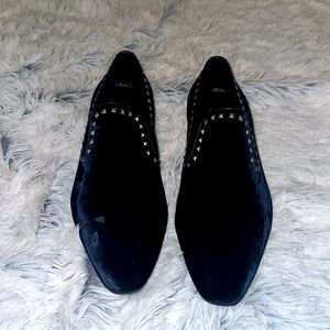 Donald J Pliner Crushed Velvet Navy Blue Loafers